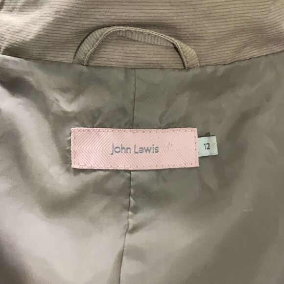 John Lewis Beige Trench Coat Mock Neck Hidden Buttons Pockets Lined Size 12 - Picture 8 of 9